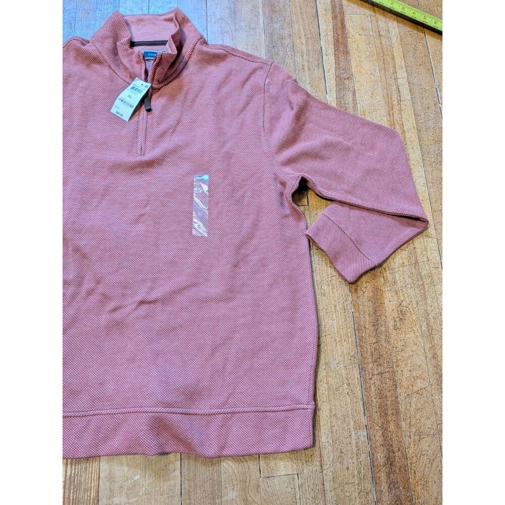 Club Room Mens Birdseye 1/4-Zip Pullover Sweater Heathered Rust Red XL